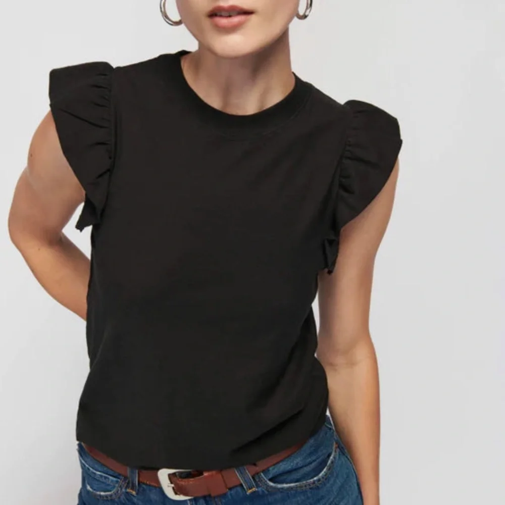 NATION LTD Paulette Tank Reverse Slub In Jet Black L - Picture 2 of 9